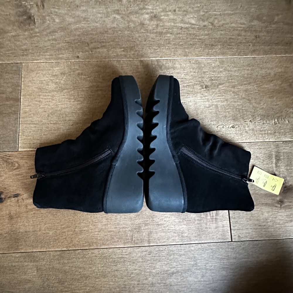 FLY London Baan Boots BAAN538FLY Black Oil Suede Wedge Ankle Boots Womens Sz 37 - Picture 6 of 7